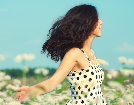 woman healthy in meadow